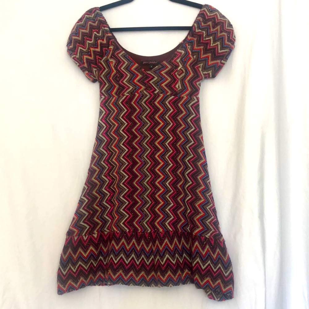 Betsey Johnson Petite Missoni Style Multi-Colored Zigzag Print